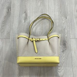 MICHAEL KORS. Emilia Large Canvas and Crocodile Embossed Tote Bag.